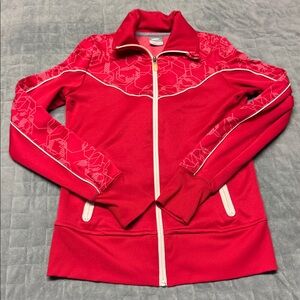 Vintage Nike Track Jacket, Red, White Abstract Pattern, Retro, Size S